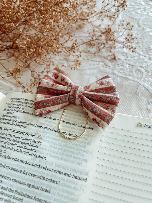 Dusty Rose - petite bow bookmark