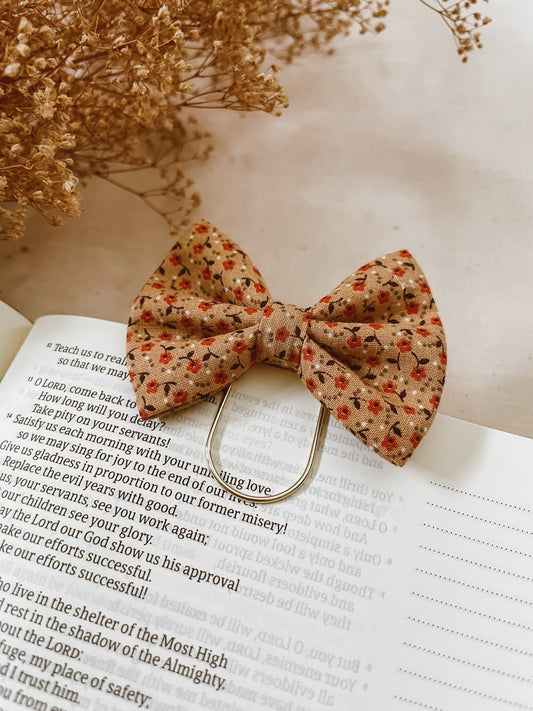 Autumn Blooms-petite bow bookmark