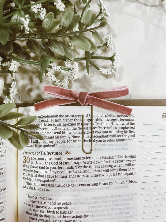 Mauve ~ velvet mini bow bookmark