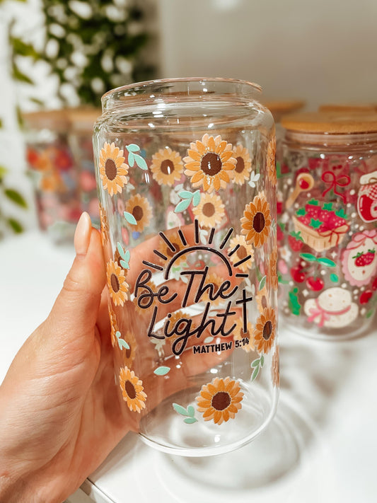Sunflower ~ Matthew 5:14 - 16oz glass tumbler