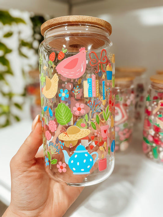 Summer Farmhouse - 16oz glass tumbler