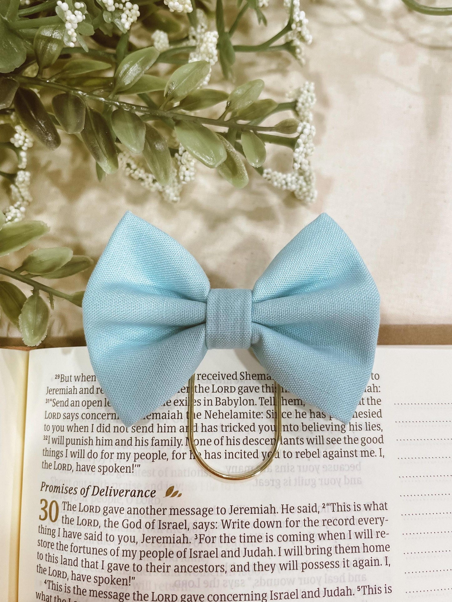 Aqua- petite bow bookmark