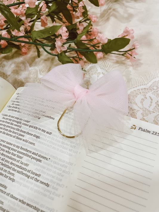 Blush Tulle- bow bookmark