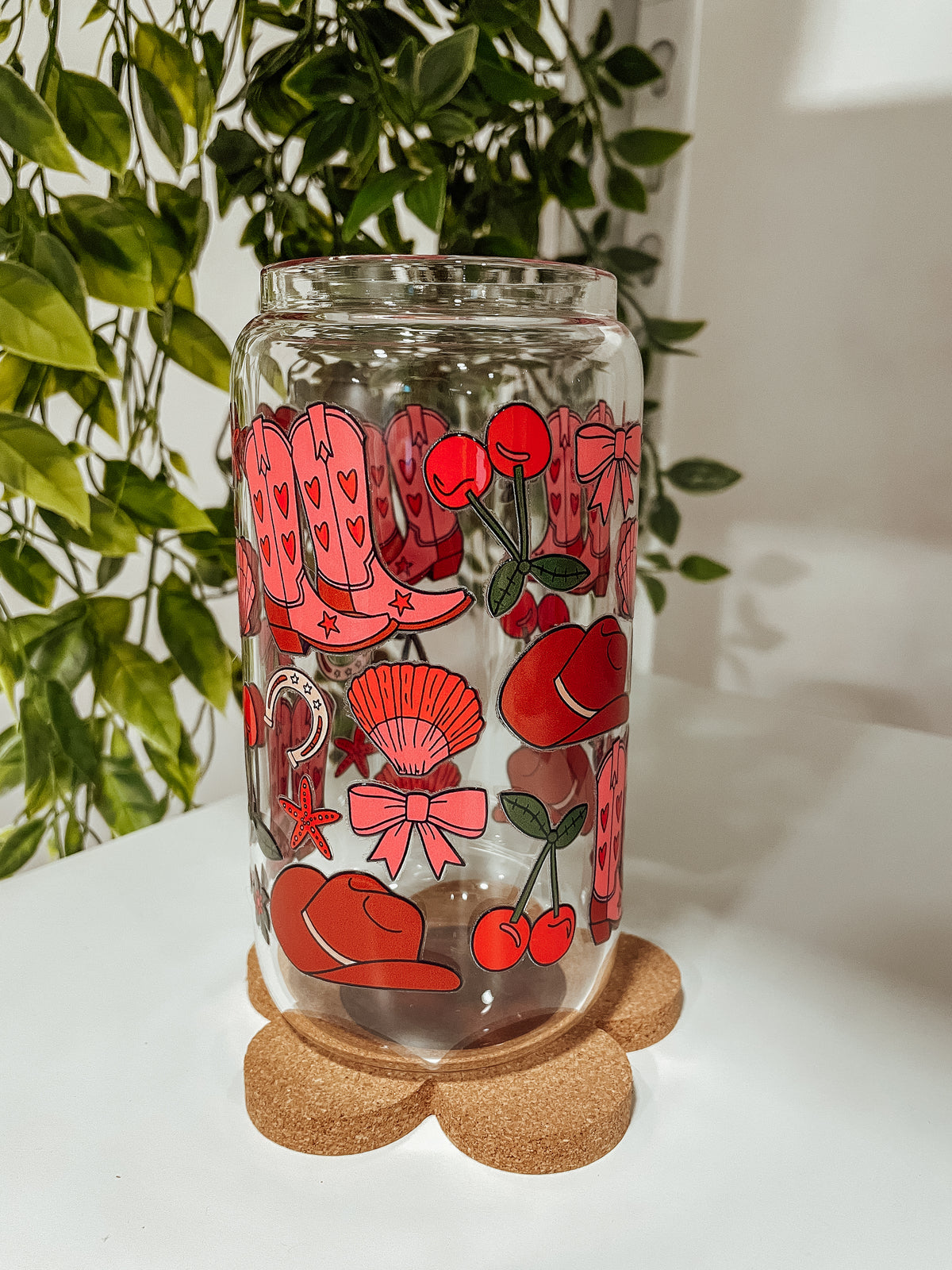 Coastal Cowgirl - 16 oz glass tumbler