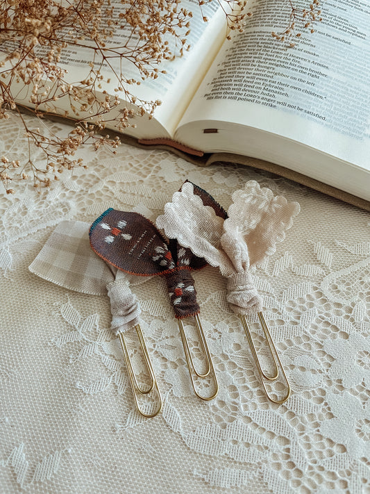 Taupe Florals- set of 3 page markers