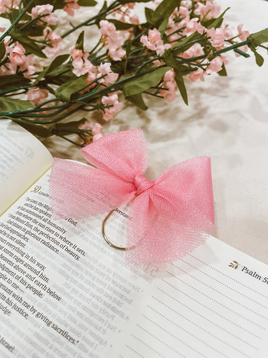 Magenta tulle- bow bookmark