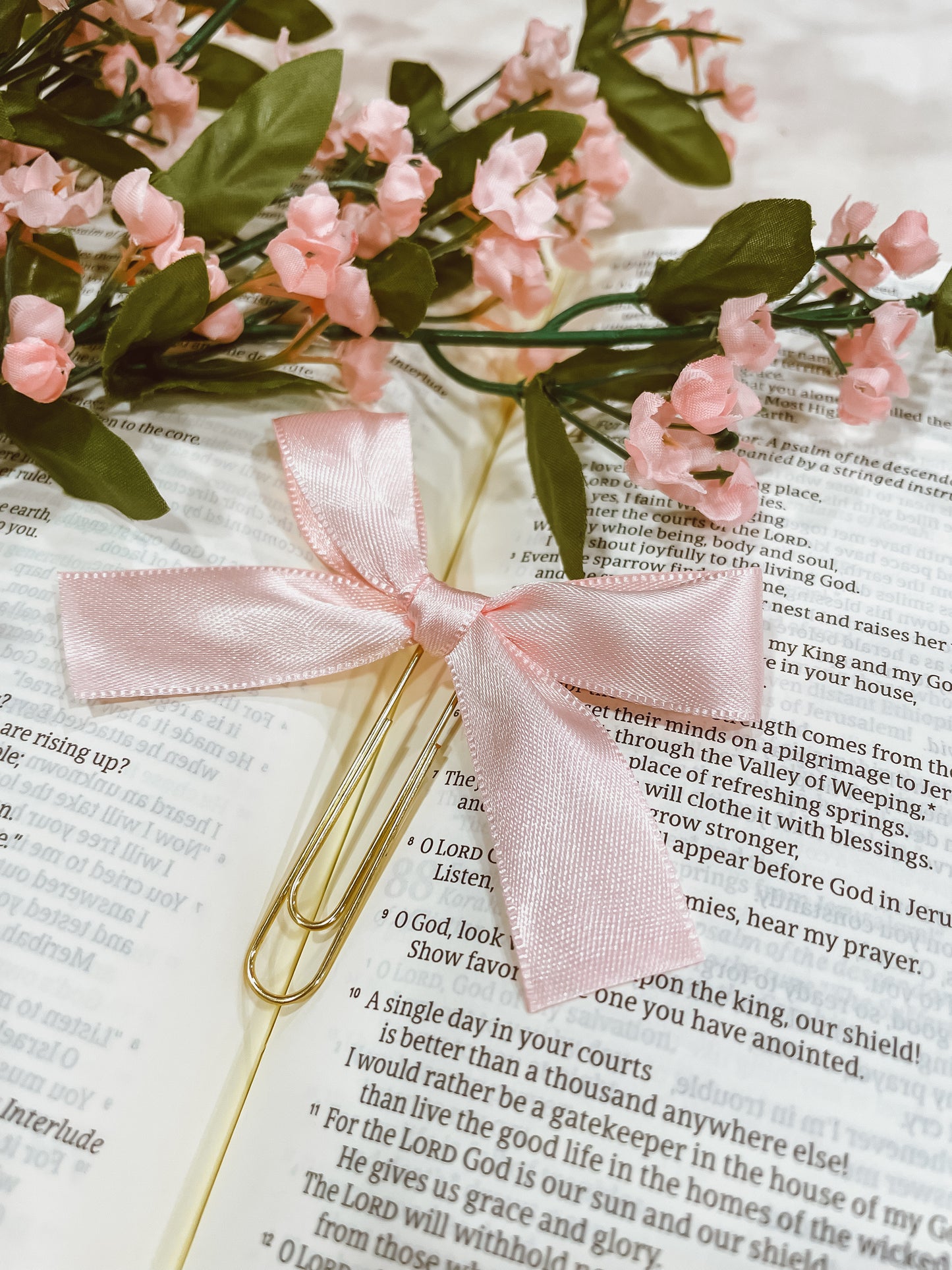 Satin Pink- ribbon bow bookmark