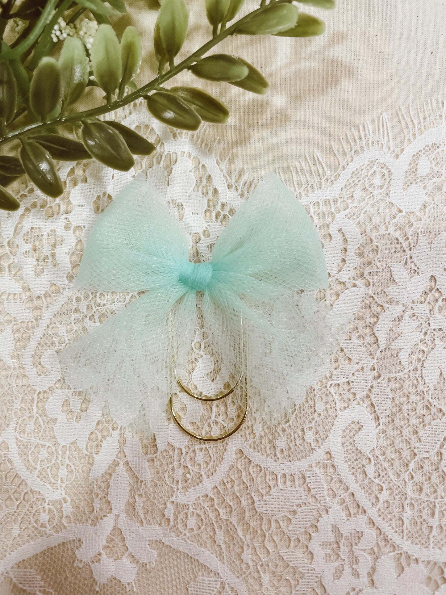 Mint Tulle - bow bookmark