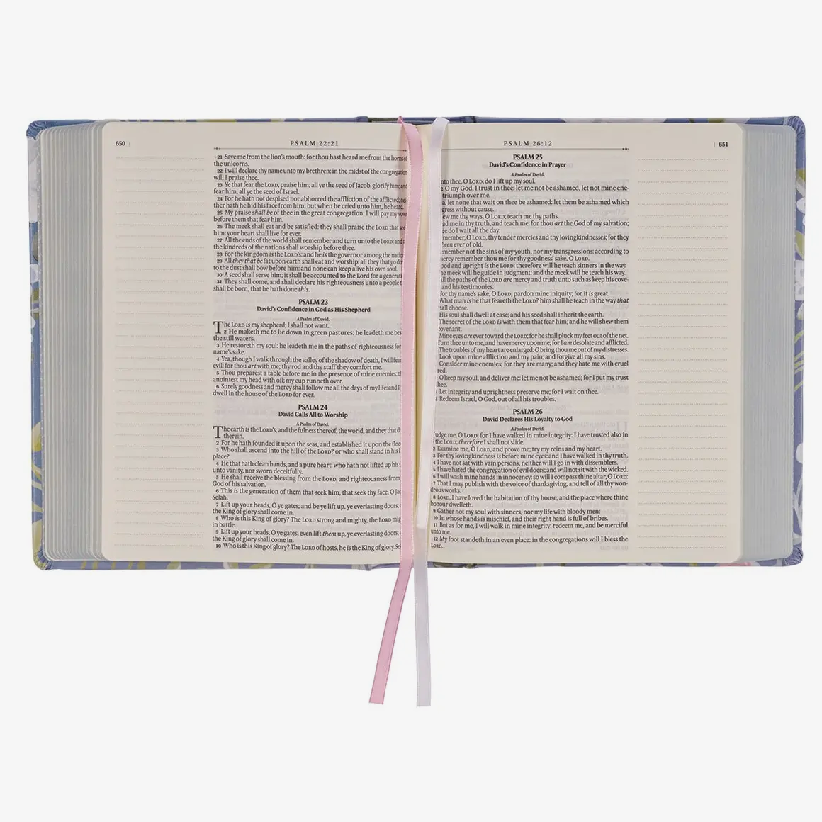 Blue Floral ‘KJV’ Notetaking Bible + Bow set