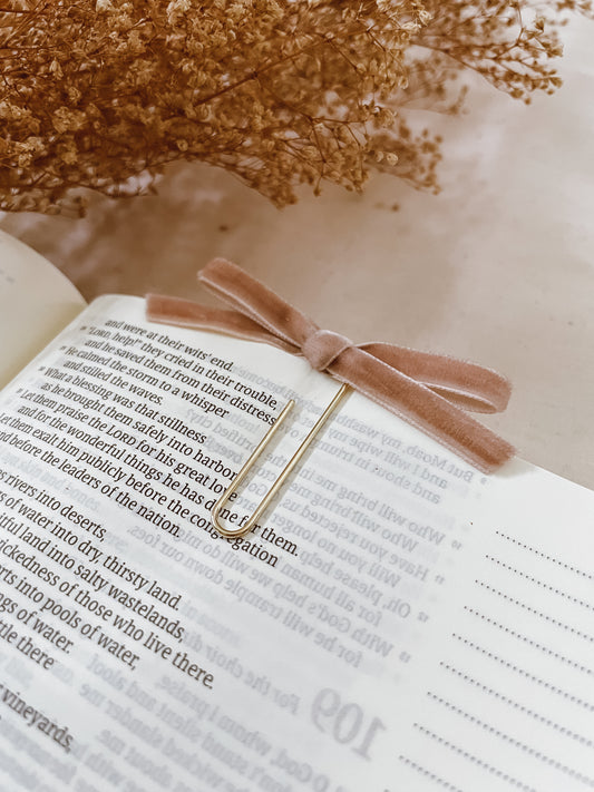 Taupe- velvet ribbon bookmark