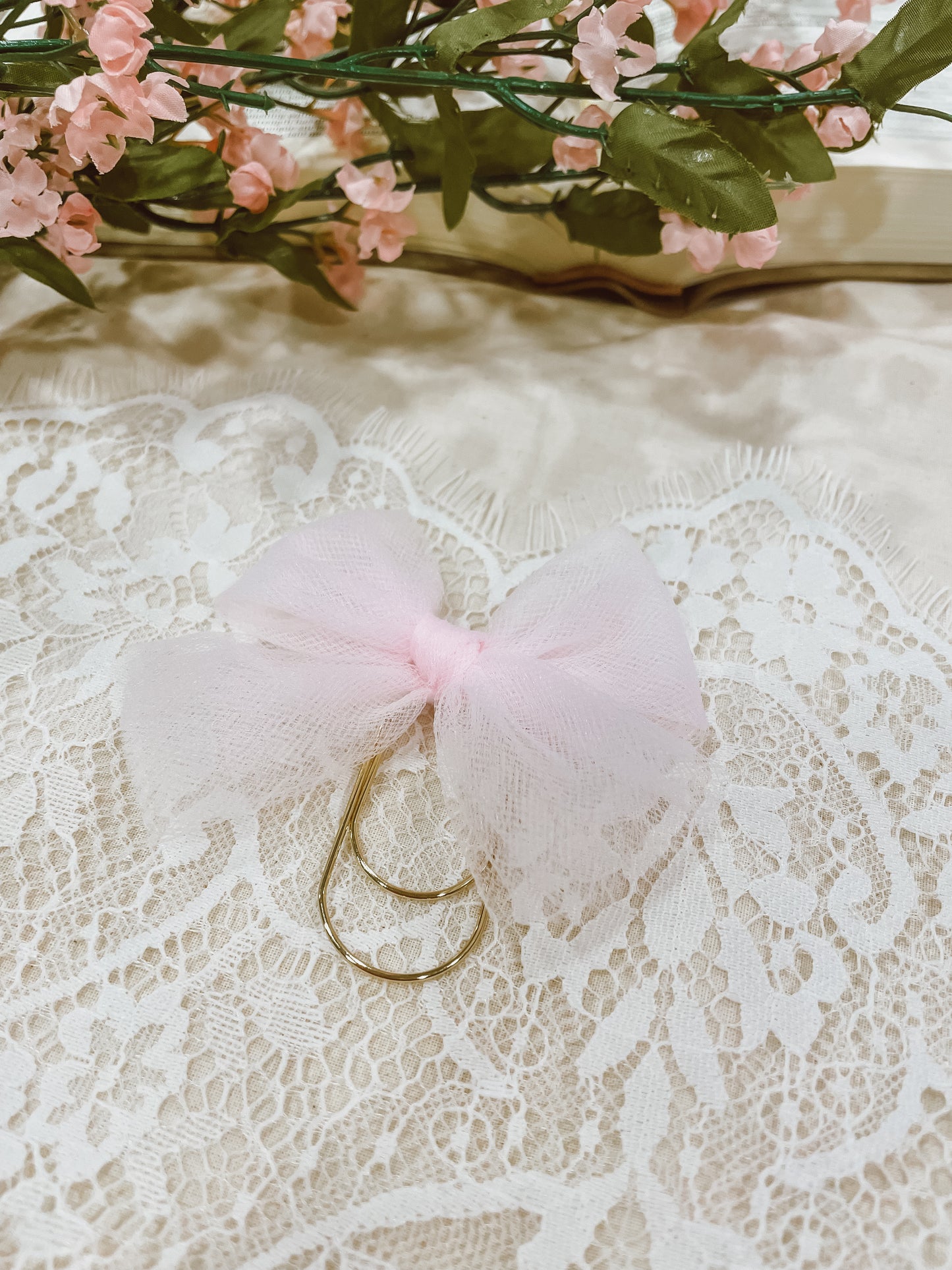 Blush Tulle- bow bookmark