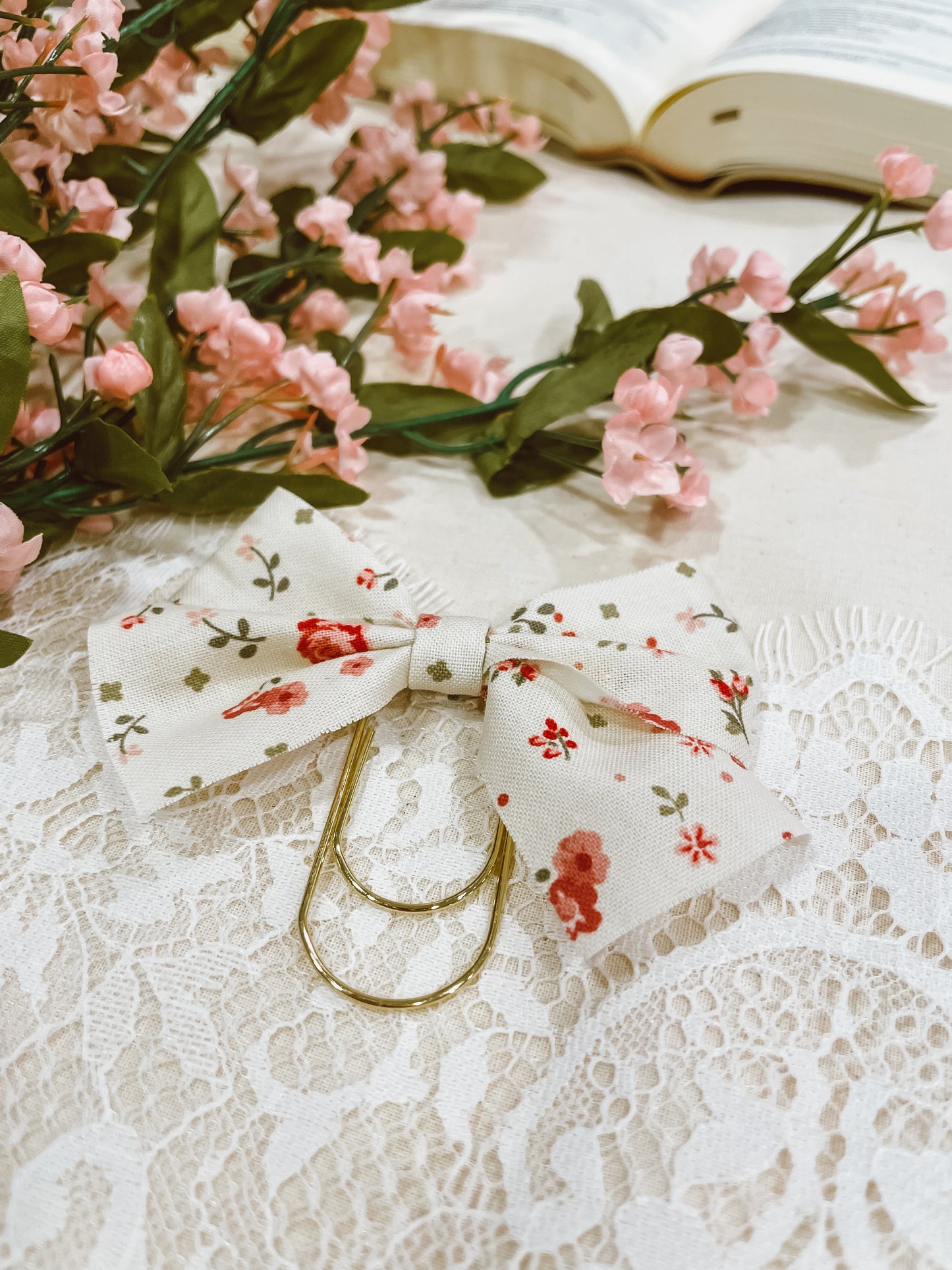 Soft Rose- bow bookmark