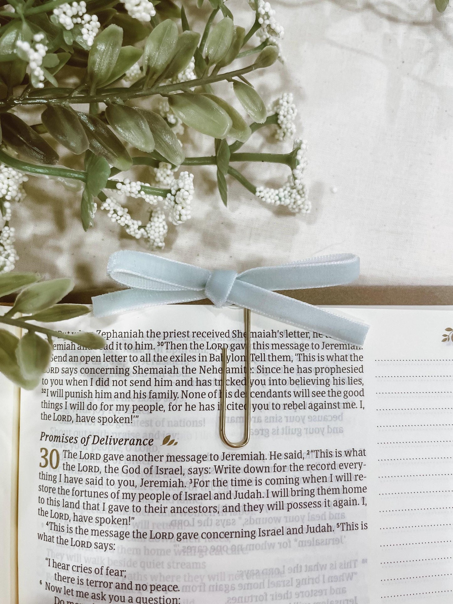 Mint ~ velvet mini bow bookmark