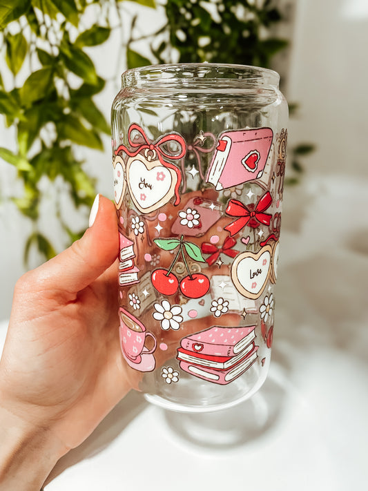 Coquette Bookish Girlie- 16 oz glass tumbler