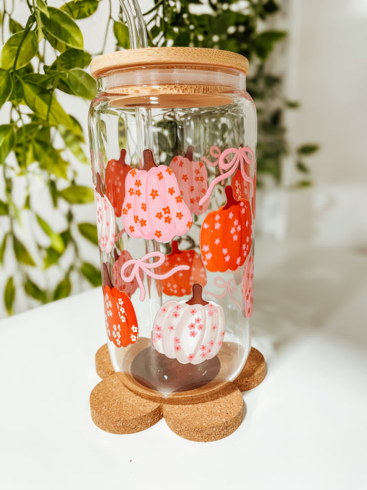 Coquette Pumpkin-16oz glass tumbler