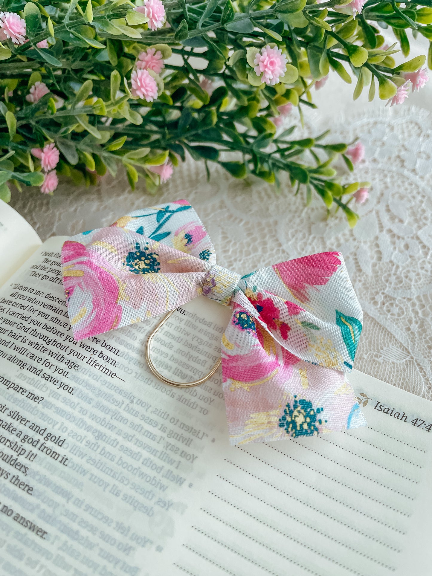 Bright Spring Florals- bow bookmark