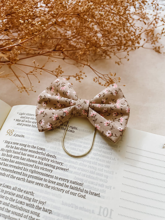 Dainty Fall Florals-petite bow bookmark