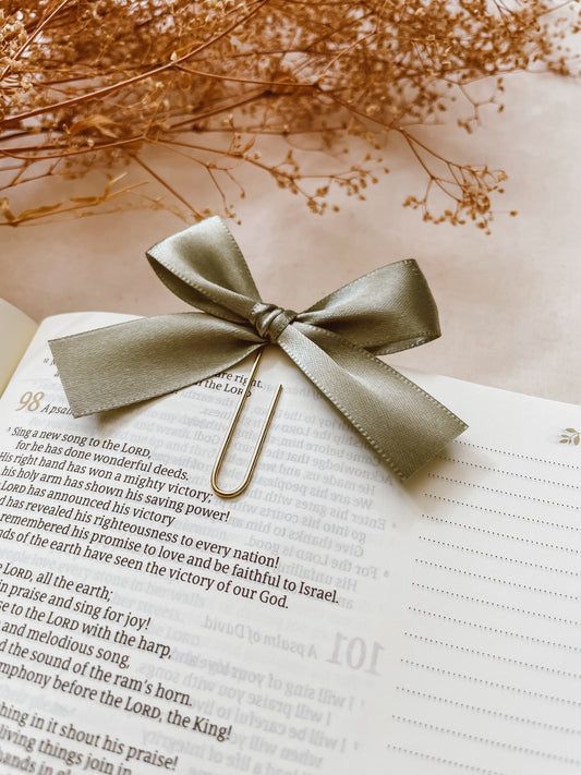 Satin Sage-ribbon bookmark