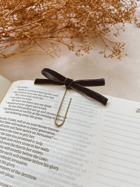 Navy-velvet ribbon bookmark