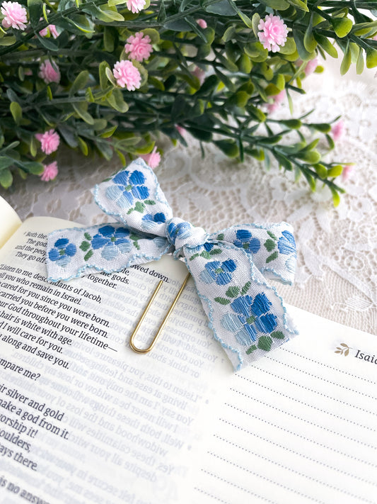 Bellflower-ribbon bow bookmark