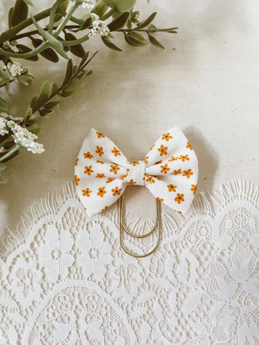 Dainty yellow floral- petite bow bookmark