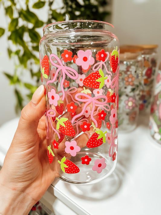 Bows & Berries - 16oz glass tumbler