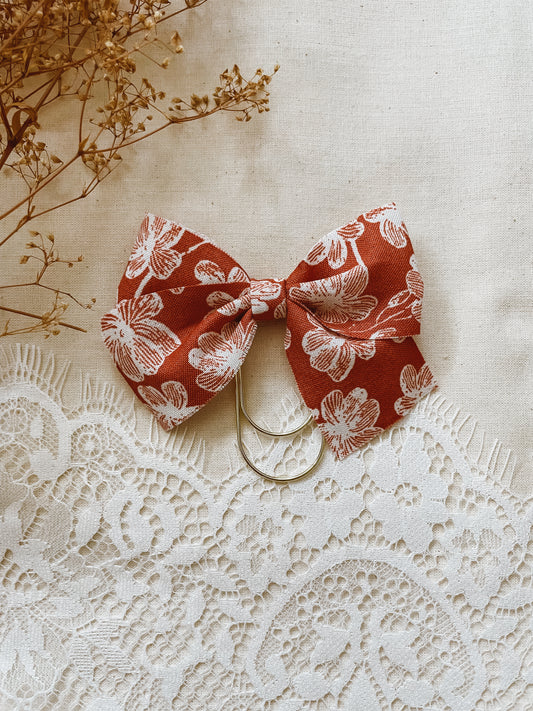 Terracotta Florals-bow bookmark