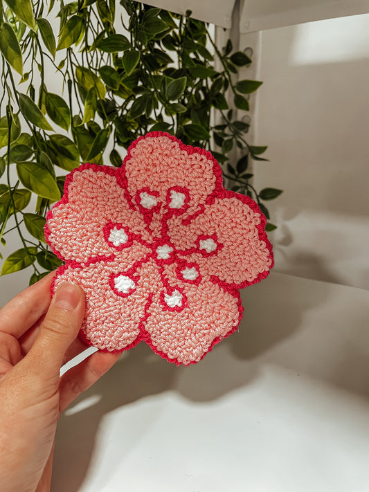 Hibiscus mug rug coaster