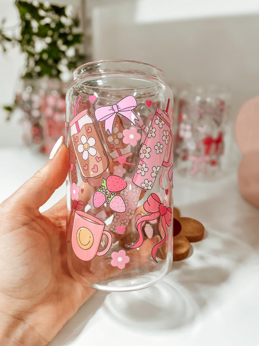 Cutsie & Coffee - 16oz glass tumbler