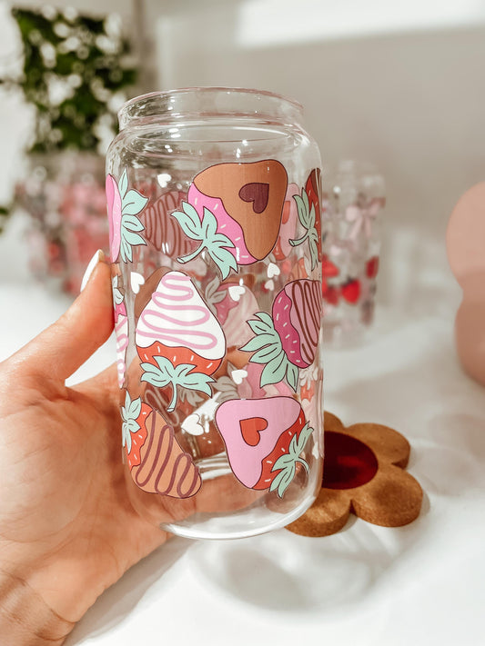 Chocolate Strawberries - 16oz glass tumbler