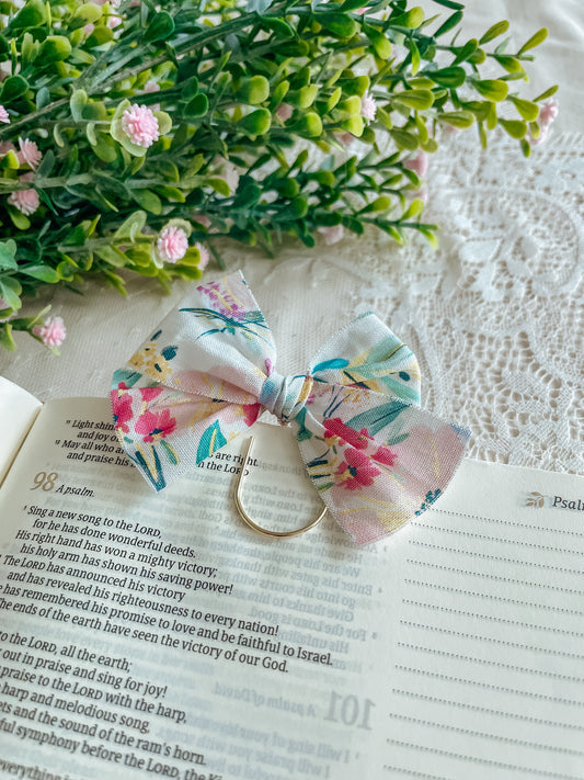 Bright Spring Florals- bow bookmark