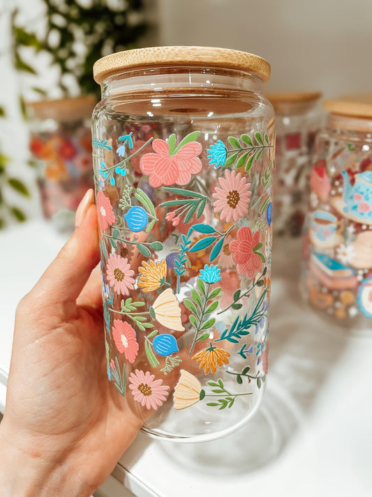 Summer Garden - 16oz glass tumbler