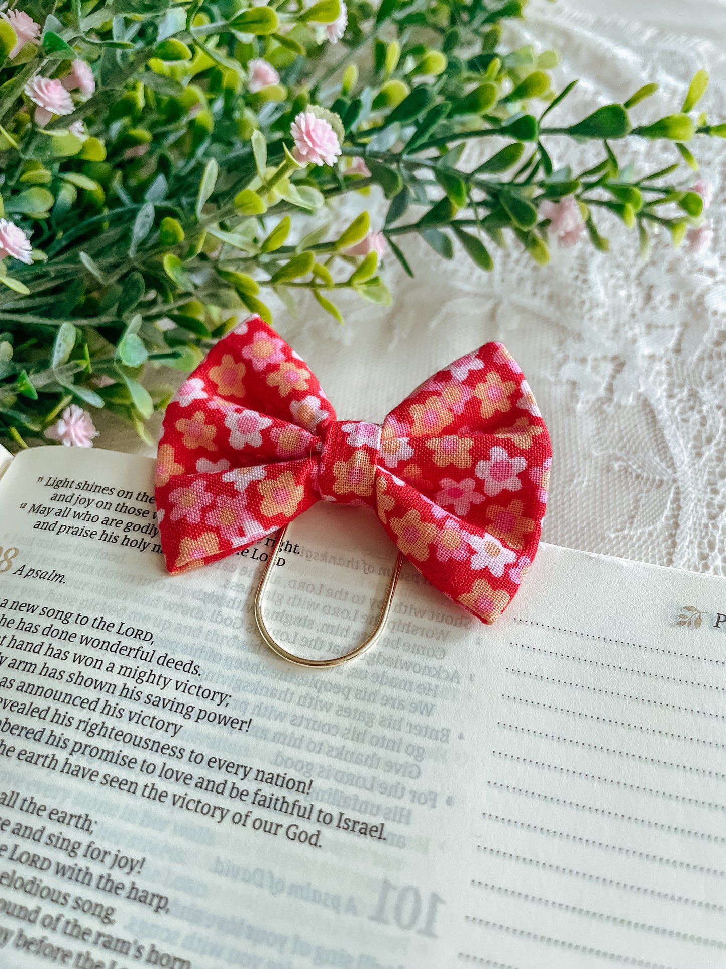 Boho Summer Florals-petite bow bookmark