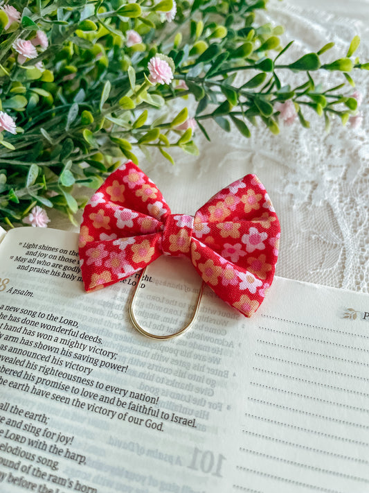 Boho Summer Florals-petite bow bookmark