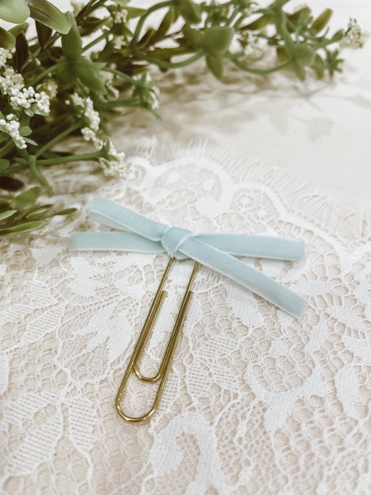 Mint ~ velvet mini bow bookmark