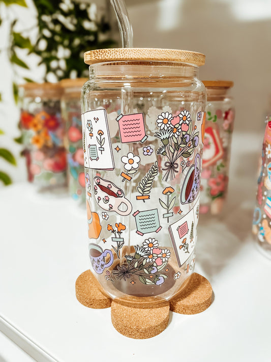 Spring Cottage - 16oz glass tumbler