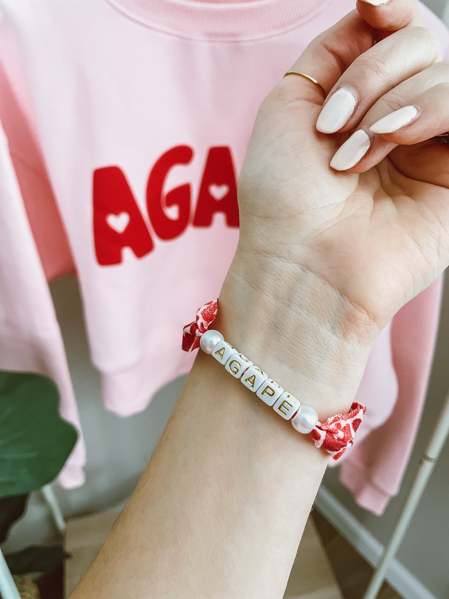 Agape Crop Crew + Bracelet set