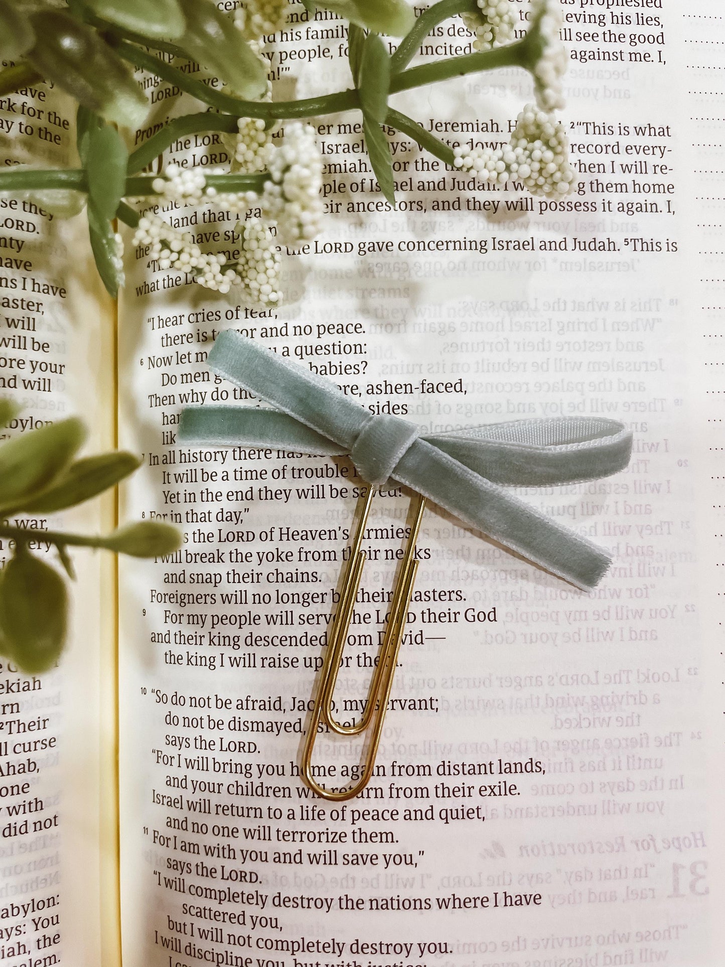 Seafoam ~ velvet mini bow bookmark