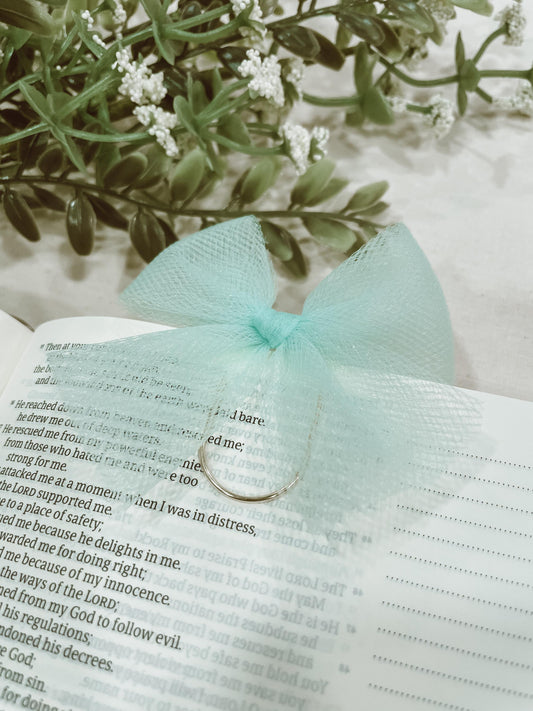 Mint Tulle - bow bookmark