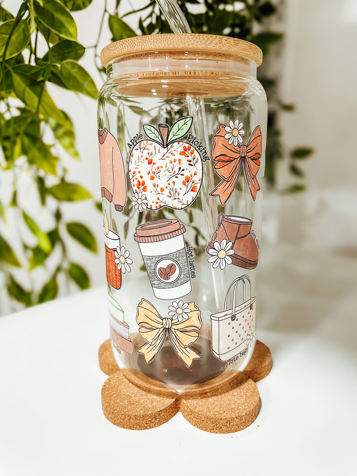 Fall Girl Things- 16oz glass tumbler