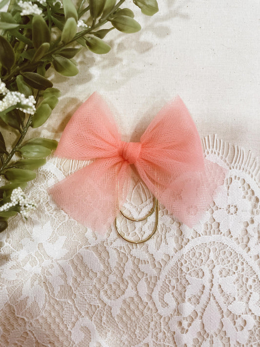 Peachy Tulle - bow bookmark
