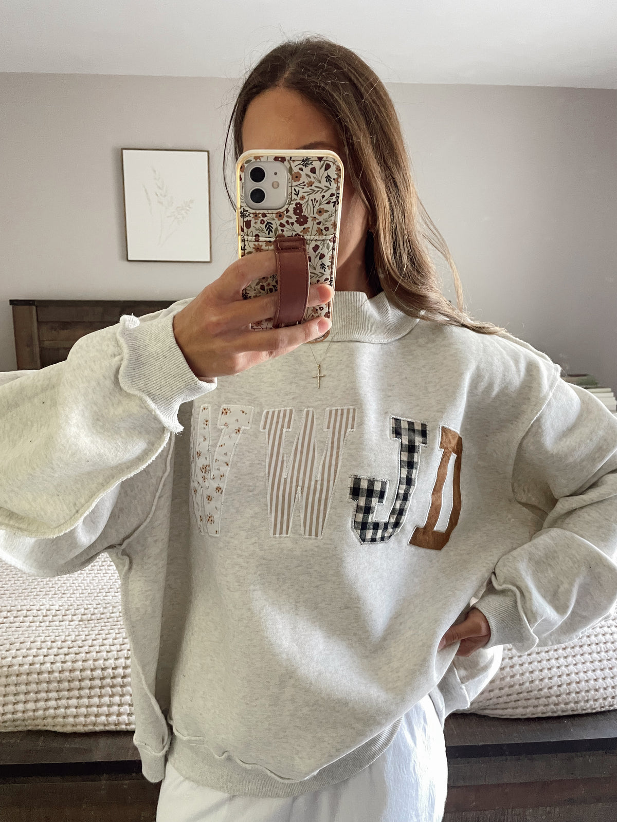 WWJD Floral Mock Neck Sweater