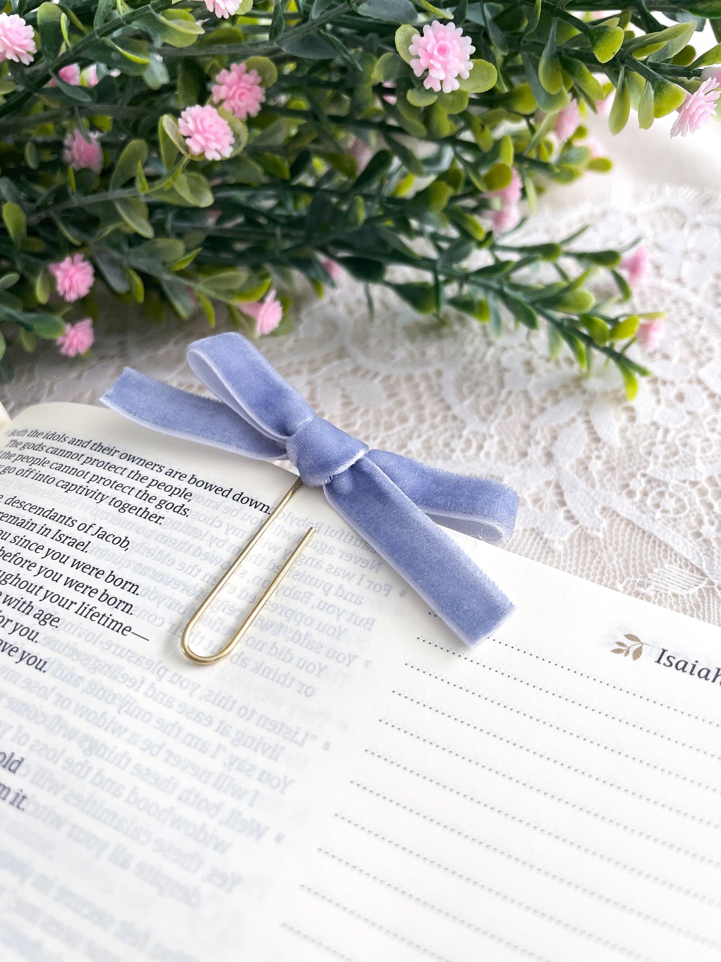 Periwinkle Blue- velvet ribbon bookmark