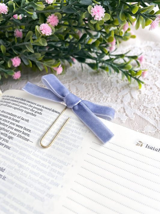 Periwinkle Blue- velvet ribbon bookmark