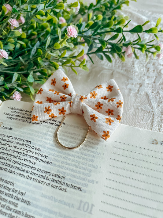 Dainty yellow floral- petite bow bookmark
