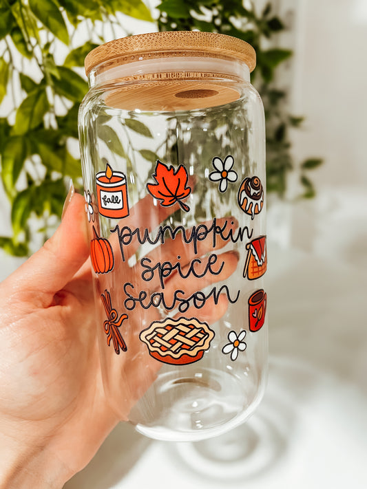 Pumpkin Spice Season-16oz glass tumbler