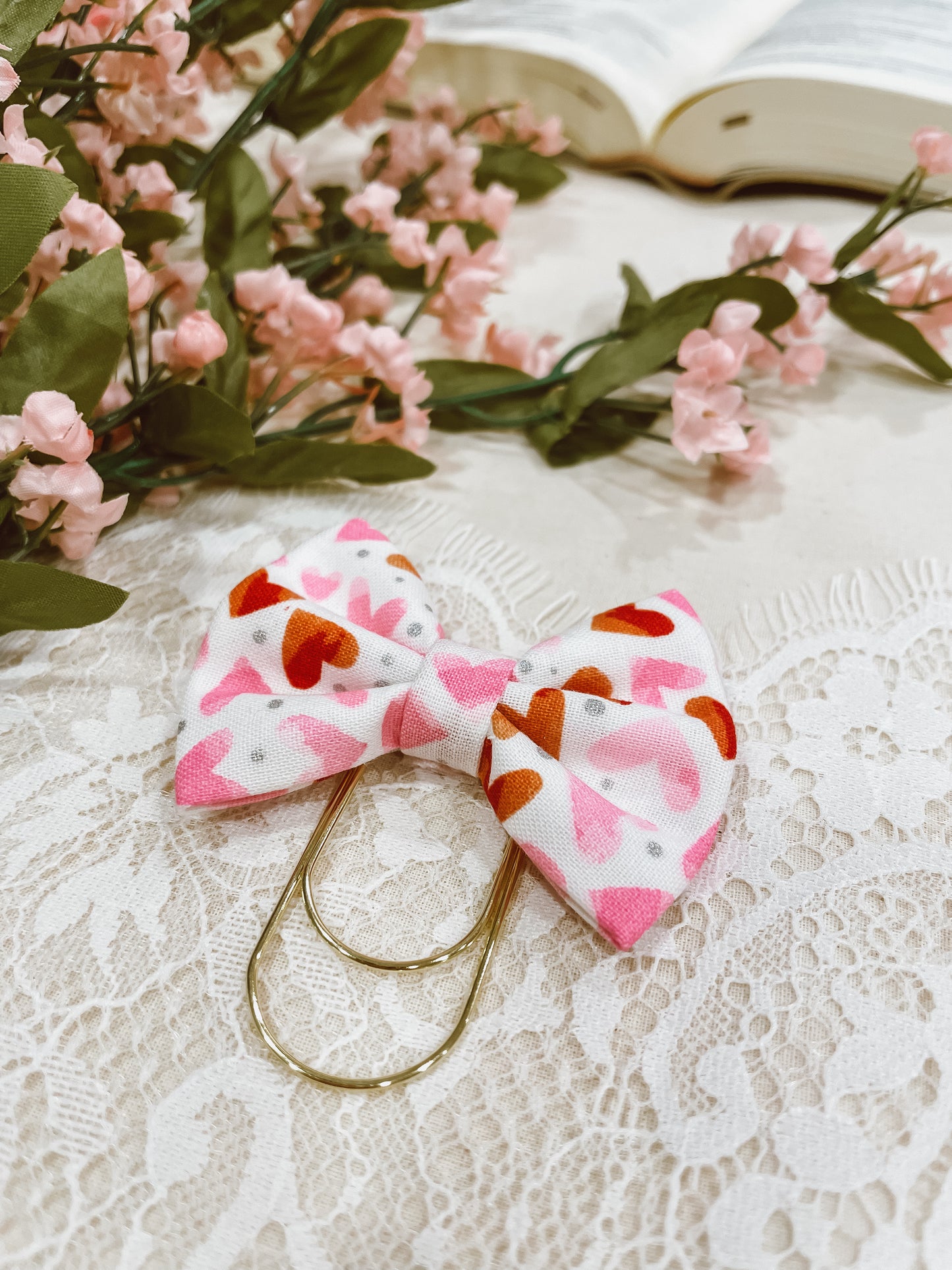 Candy Hearts- petite bow bookmark