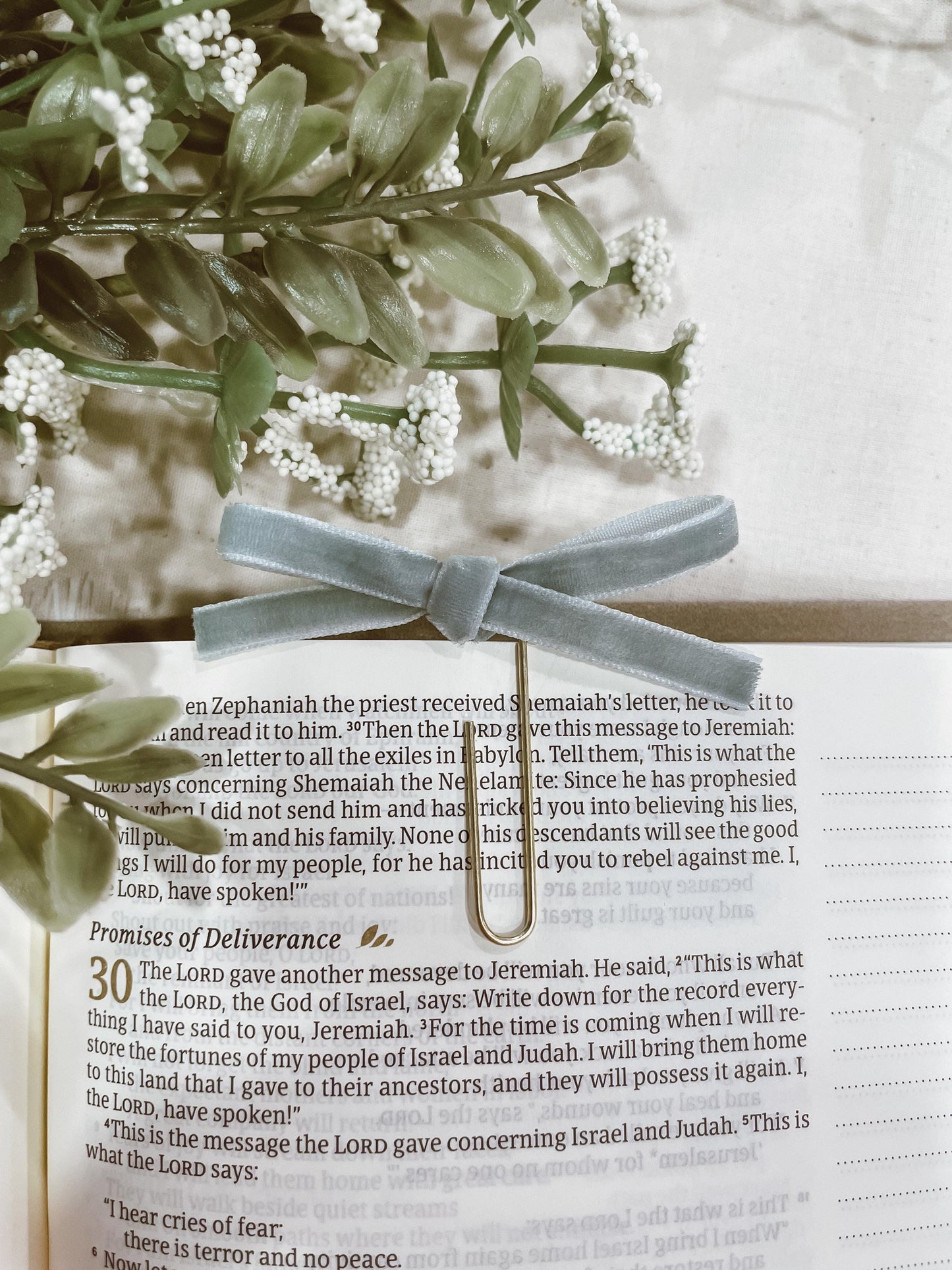 Seafoam ~ velvet mini bow bookmark