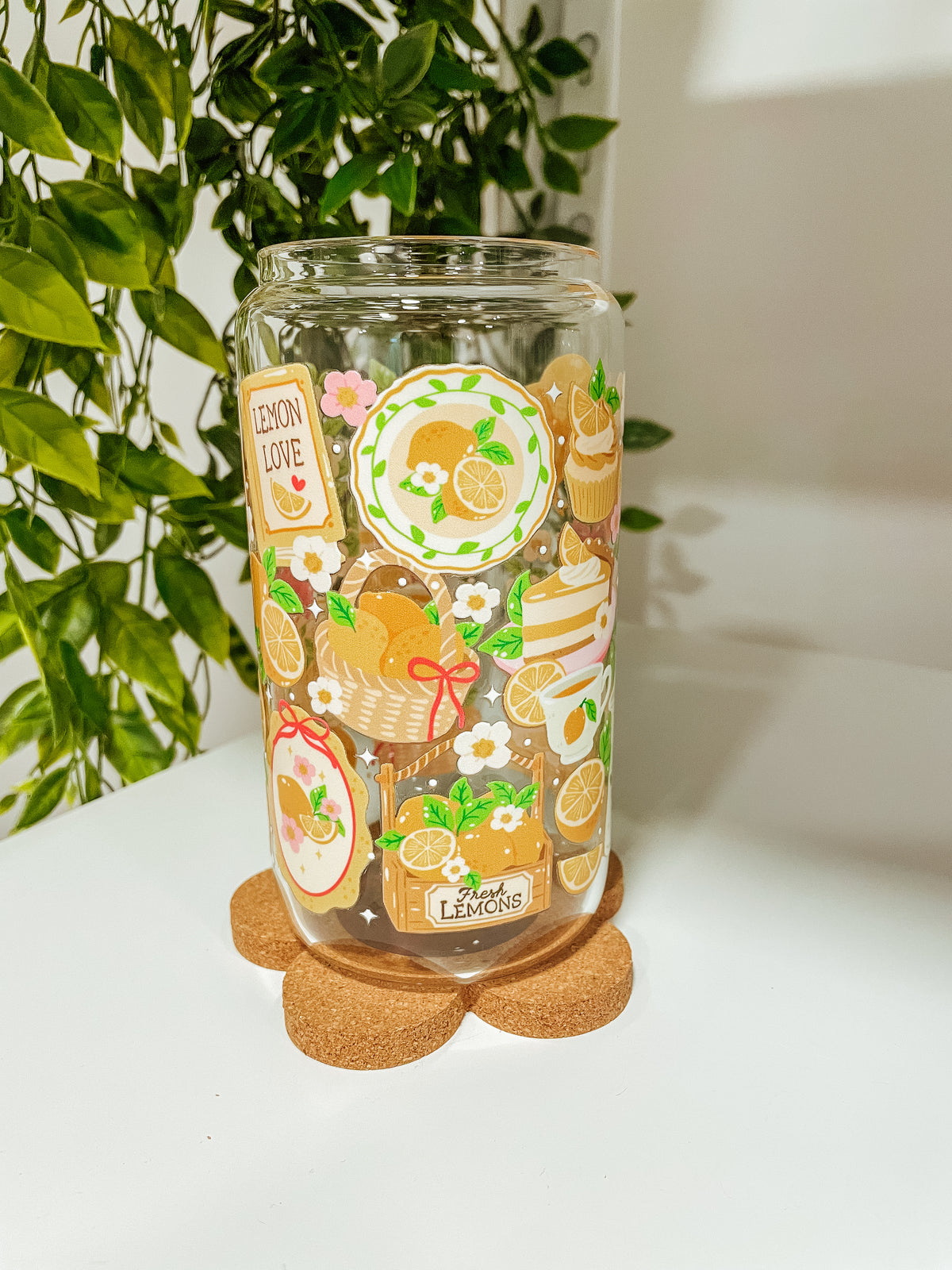 Lemon Love- 16 oz glass tumbler