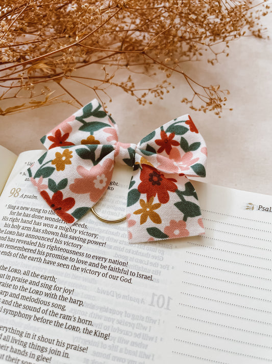 Boho fall florals- bow bookmark